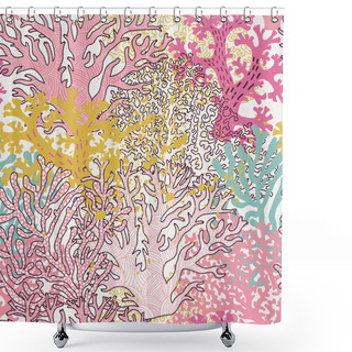 Personality  Bright Underwater Seamless Pattern With Beautiful Corals. Shower Curtains