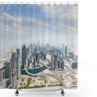 Personality  Aerial View Of Modern Skyscrapers, Dubai, UAE. Shower Curtains