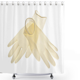 Personality  Latex Gloves On White Background Shower Curtains