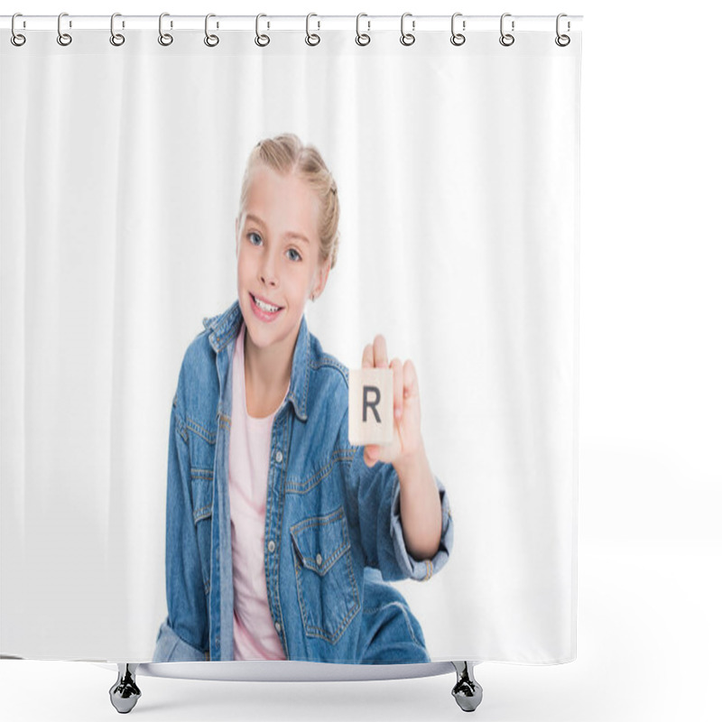 Personality  Child With Aphabet Cube Shower Curtains