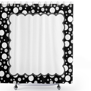 Personality  White, Gray And Black Polka Dots Frame With Embroidery Backgroun Shower Curtains