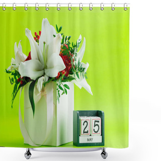 Personality  Image Of May 25 Calendar On Floral Background With Flowers, Empt Shower Curtains