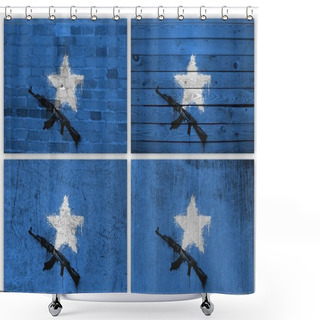 Personality  Somali Flag Collage Shower Curtains