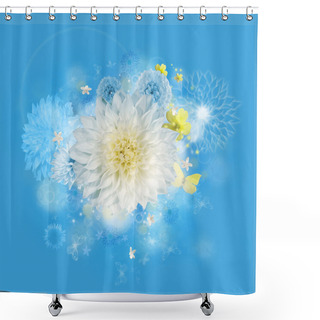 Personality  Graphic Bouquet - Yellow Color Blossom Shower Curtains