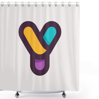 Personality  Y Letter Colorful Logo. Flat Style Design. Shower Curtains