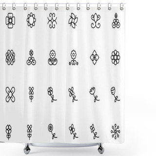 Personality  Flowers And Floral Line Vector Icons 5 Shower Curtains