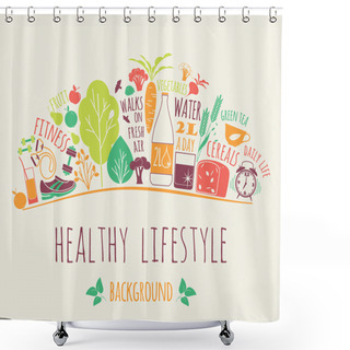 Personality  Healthy Lifestyle Vector Illustration. Shower Curtains