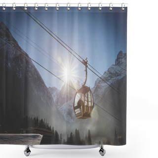Personality  Cable Car In Ski Resort Shower Curtains