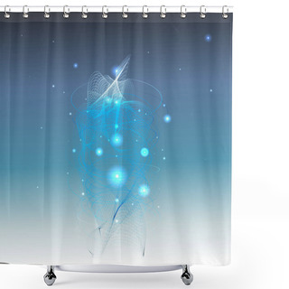 Personality  Abstract Lines Waves With Glowing Stars And Futuristic Shapes, Modern Technology Geometric Background  Shower Curtains