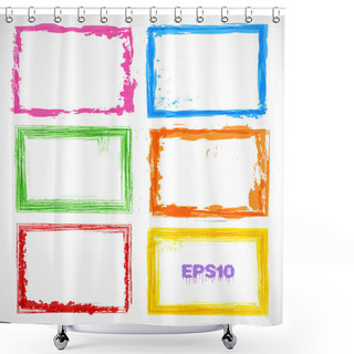 Personality  Set Of Colorful Grunge Frames Shower Curtains
