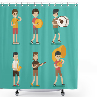 Personality  Set Of Musician Character Shower Curtains