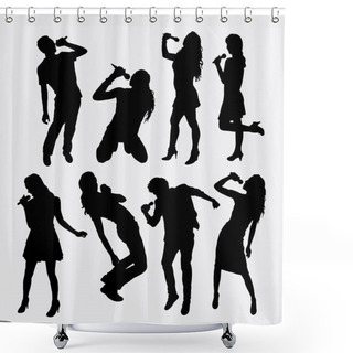 Personality  Singer Male And Female Silhouette Shower Curtains