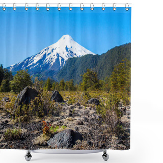 Personality  Scenic View Of Villarrica Volcano In Chile Patagonia Sunset Shower Curtains