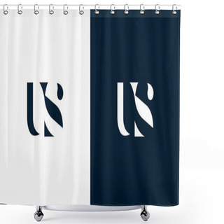 Personality  Abstract Letter US Logo. This Logo Incorporate With Abstract Typeface In The Creative Way.It Will Be Suitable For Which Company Or Brand Name Start Those Initial. Shower Curtains
