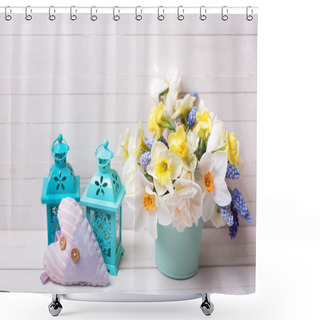 Personality  Decorative Lanterns And Spring Flowers Shower Curtains