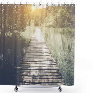 Personality  Hiking Path With Sunlight Shower Curtains
