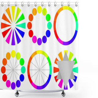 Personality  Set Of Color Wheels Shower Curtains