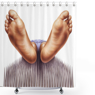 Personality  Bed Of Nails With Fakir Viewed From Feet Shower Curtains