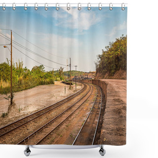 Personality  Railtrack Crossing The Mountains. Minas Gerais, Brazil.  Shower Curtains
