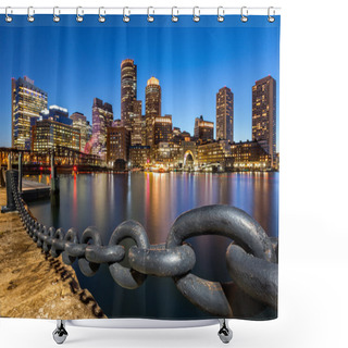 Personality  Boston Skyline At Dusk Shower Curtains