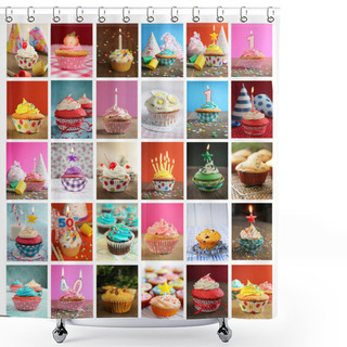 Personality  Collage Of Cupcakes Shower Curtains