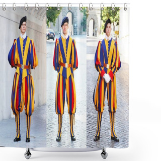 Personality  Pontifical Swiss Guard At The Vatican, Rome. Shower Curtains