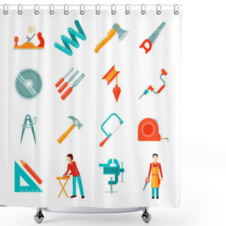 Personality  Carpenter Icon Flat Set Shower Curtains