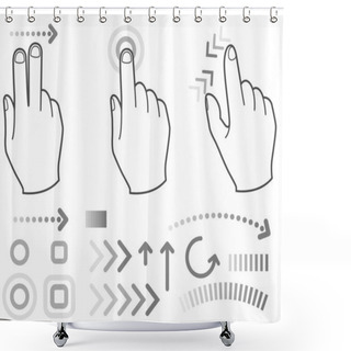Personality  Touch Screen Gesture Hand Signs Shower Curtains