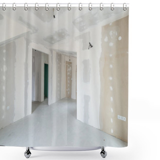 Personality  Unfinished Building Interior, White Room Shower Curtains