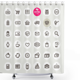 Personality  Set Of Shopping Icons Shower Curtains