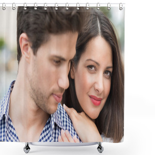 Personality  Woman Clinging To Her Man Shower Curtains