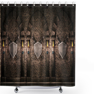 Personality  Arches With Swords And Shield Shower Curtains