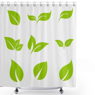 Personality  Vector Collection With Green Leaves In Flat Style For Icons And Graphic Design Shower Curtains
