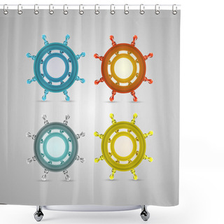 Personality  Ship Wheel , Steering Vector Illustration Shower Curtains