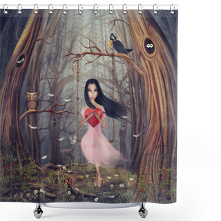 Personality  Young Girl On Swing Shower Curtains