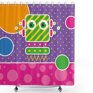 Personality  Cute Robot Greeting Card Shower Curtains