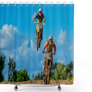 Personality  Motocross Rider On The Race Shower Curtains