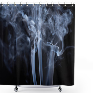 Personality  White Flowing Smoke On Black Background Shower Curtains