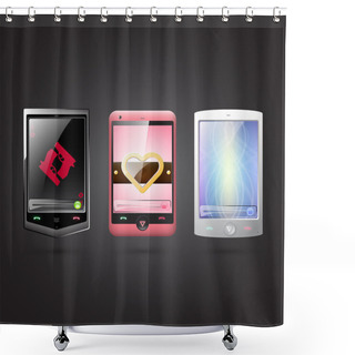 Personality  Set Of Vector Cell Phones Shower Curtains