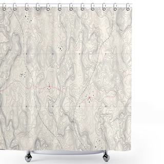 Personality  Vintage Detailed Contour Topographic Map Vector Shower Curtains