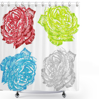 Personality  Hand Drawn Rose Shower Curtains