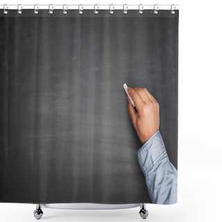 Personality  Hand On Empty Blackboard Shower Curtains
