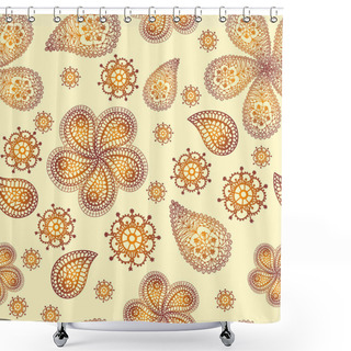 Personality  Ornamental Colored Seamless Floral Pattern With Flowers, Doodles And Cucumbers Shower Curtains