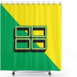 Personality  4 Rectangles Green And Yellow Modern 3d Vector Icon Logo Shower Curtains