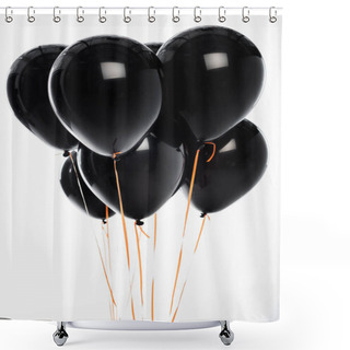 Personality  Decorative Black Balloons On Strings Isolated On White  Shower Curtains