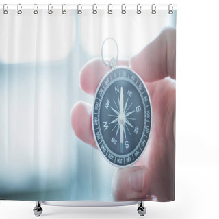Personality  Vintage Compass In Mans Hand, Adventure And Discovery Concept   Shower Curtains