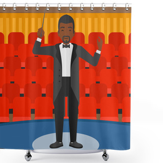 Personality  Conductor Directing With Baton. Shower Curtains