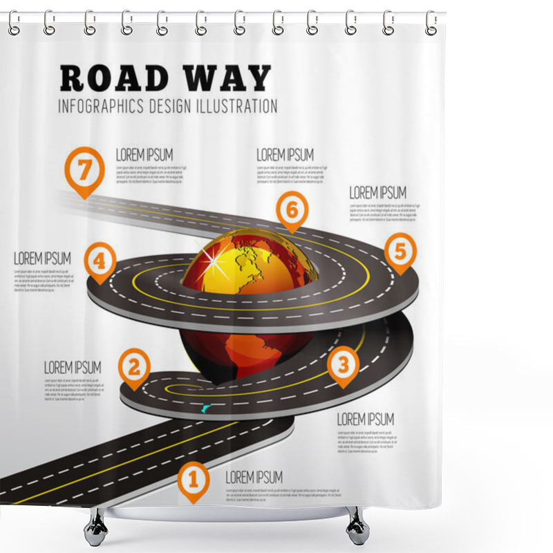 Personality  Road Way Design Infographics. Shower Curtains