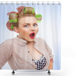 Personality  Surprised Woman Shower Curtains