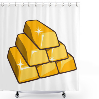 Personality  Gold Bars Isolated On White Background. Wealth, Savings And Banking Concept. Simple Vector Illustration, Perspective View Shower Curtains